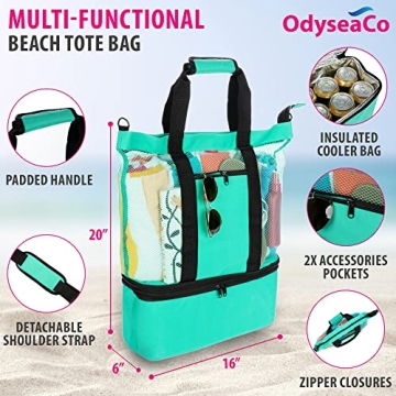 Odyseaco Waterproof Beach Bag with Cooler Compartment