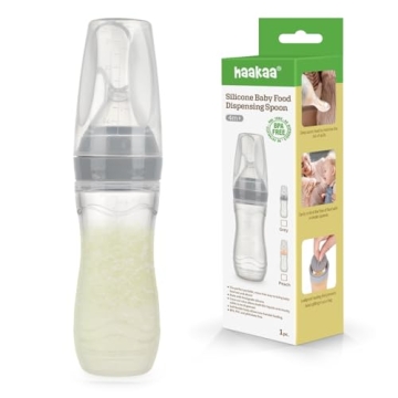 Haakaa Silicone Baby Food Dispensing Spoon Feeder 4oz - Infant Squeeze Cereal Feeder, Baby Fresh Foo...