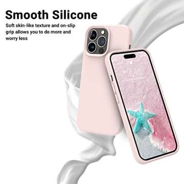 OTOFLY Designed for iPhone 14 Pro Case, Silicone Shockproof Slim Thin Phone Case for iPhone 14 Pro 6.1 inch (Chalk Pink)