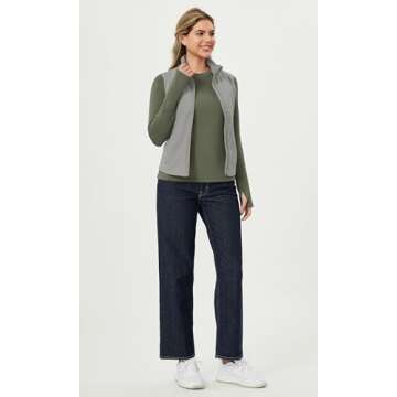 ODODOS Women's Modal Soft Long Sleeve T-Shirt with Thumb Holes, Crew Neck, Fitted Pullover for Casual & Layering, Dark Sage, Large
