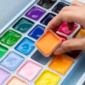 HIMI Gouache Paint Set - 24 Colors & 3 Brushes Included