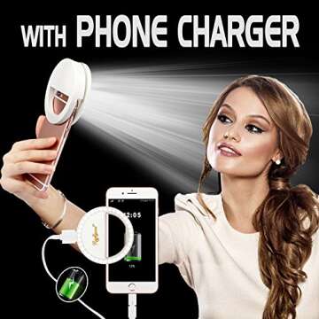 Raphycool Selfie Light Rechargeable, Selfie Ring Light Phone, 1500Mah Power-Bank 36 Led Light Clip on Cellphone Compatible with iPhone iPad Samsung Galaxy Photography Camera,White