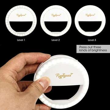 Raphycool Selfie Light Rechargeable, Selfie Ring Light Phone, 1500Mah Power-Bank 36 Led Light Clip on Cellphone Compatible with iPhone iPad Samsung Galaxy Photography Camera,White
