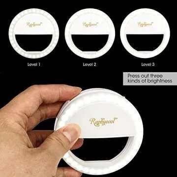 Raphycool Selfie Light Rechargeable, Selfie Ring Light Phone, 1500Mah Power-Bank 36 Led Light Clip on Cellphone Compatible with iPhone iPad Samsung Galaxy Photography Camera,White