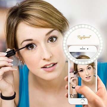 Raphycool Selfie Light Rechargeable, Selfie Ring Light Phone, 1500Mah Power-Bank 36 Led Light Clip on Cellphone Compatible with iPhone iPad Samsung Galaxy Photography Camera,White