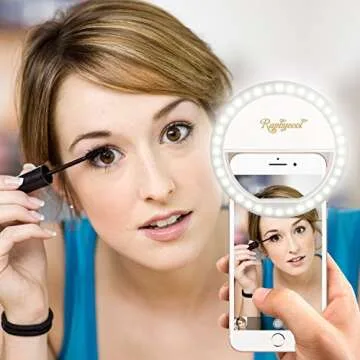 Raphycool Selfie Light Rechargeable, Selfie Ring Light Phone, 1500Mah Power-Bank 36 Led Light Clip on Cellphone Compatible with iPhone iPad Samsung Galaxy Photography Camera,White