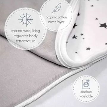Woolino Toddler Sleeping Bag, 4 Season Merino Wool Baby Sleep Bag or Sack, 2-4 Years, Navy Blue
