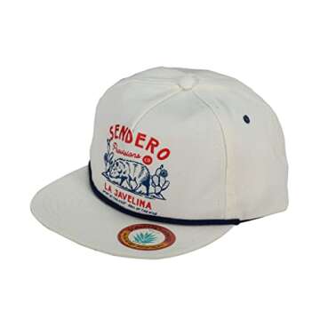 Sendero Provisions Co. Outdoor Adjustable Snapback Rope Hat with La Javelina Screen Printed Design (Off White)