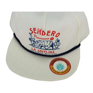 Sendero Provisions Co. Outdoor Adjustable Snapback Rope Hat with La Javelina Screen Printed Design (Off White)