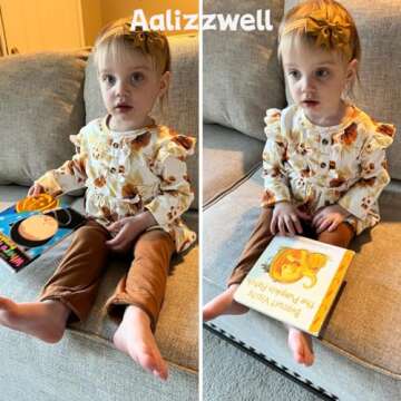 Aalizzwell 9-12 Months Baby Girl Fall Clothes Infant Floral Tunic Tops Winter Outfit Spring Autumn Boutique Clothing Brown Khaki