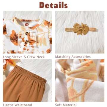 Aalizzwell 9-12 Months Baby Girl Fall Clothes Infant Floral Tunic Tops Winter Outfit Spring Autumn Boutique Clothing Brown Khaki