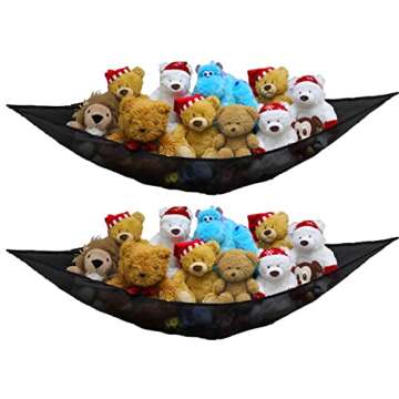 Simple Houseware 2 PK - Stuffed Animals Jumbo Toy Storage Hammock, Black