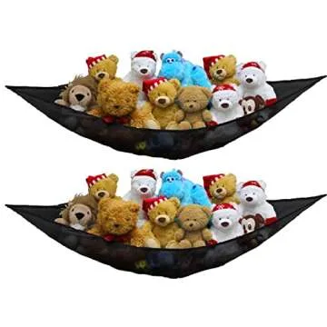 Simple Houseware 2 PK - Stuffed Animals Jumbo Toy Storage Hammock, Black