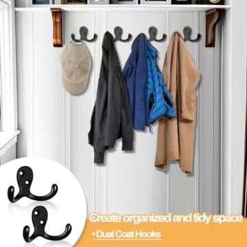 Durable Double Prong Wall Hooks for Home Organization