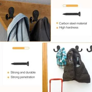 Durable Double Prong Wall Hooks for Home Organization