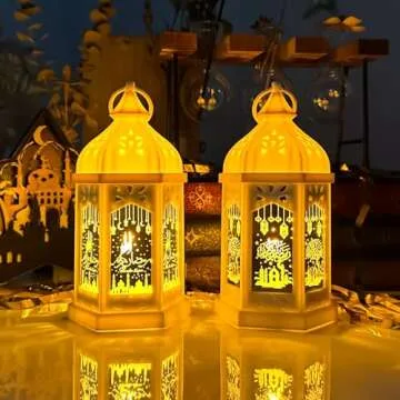 Qoyntuer Ramadan Lantern Lights 2pcs for Home Decor