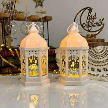 Qoyntuer Ramadan Lantern Lights 2pcs for Home Decor