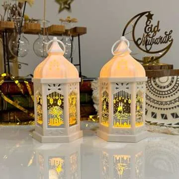 Qoyntuer Ramadan Lantern Lights 2pcs for Home Decor