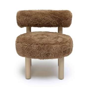 Tov Furniture Carmel Dark Taupe Vegan Shearling Accent Chair