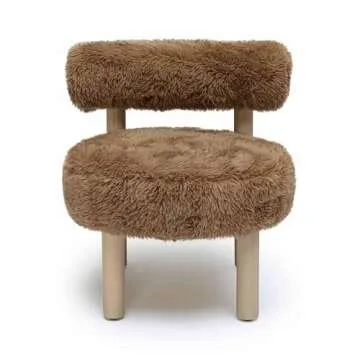 Tov Furniture Carmel Dark Taupe Vegan Shearling Accent Chair