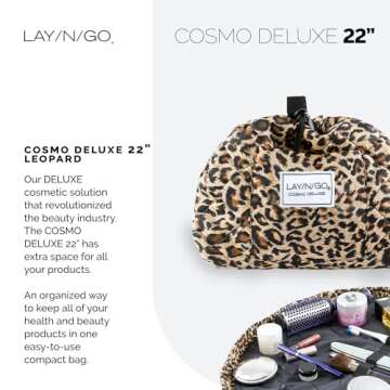 Portable Lay-n-Go Cosmo Makeup Bag for Travel - 22” Leopard