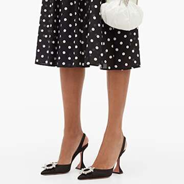 EAZZ Women's High Heeled Sandals Pointed Toe Crystal Satin Rhinestone Backless Slingback Stiletto Slip On Pumps