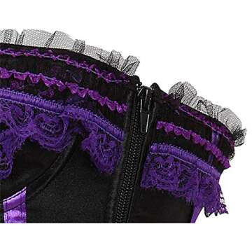 Plus Size Corsets for Women Black Bustier Lingerie for Halloween Costume Dress Purple Medium