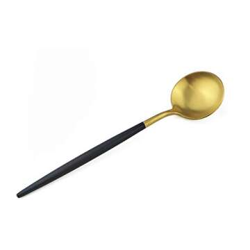 Gugrida Black Gold Flatware, Royal 20 Piece Matte Black Handle 18/10 Stainless Steel Tableware Sets for 4 Including Forks Spoons Knives, Camping Silverware Travel Utensils Set Cutlery (Black Gold)