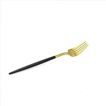 Gugrida Black Gold Flatware, Royal 20 Piece Matte Black Handle 18/10 Stainless Steel Tableware Sets for 4 Including Forks Spoons Knives, Camping Silverware Travel Utensils Set Cutlery (Black Gold)