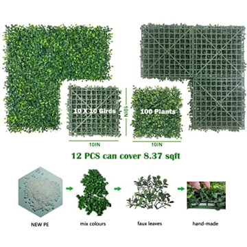 Bybeton Artificial Grass Wall Panel 10"x10" - 12Pcs