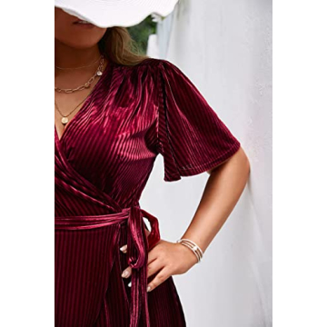 BerryGo Plus Size Velvet Wrap Dress for Formal Events