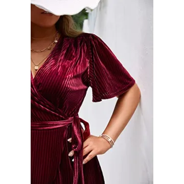 BerryGo Plus Size Velvet Wrap Dress for Formal Events