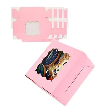 Qiqee Pink Bakery Boxes 36 Pack for Delicious Treats