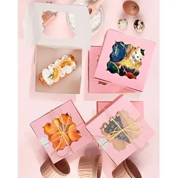 Qiqee Pink Bakery Boxes 36 Pack for Delicious Treats