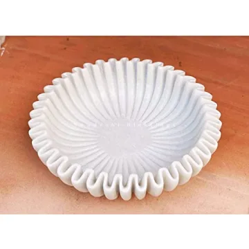 SWADESHI BLESSINGS Handcrafted Marble Ruffle Bowl - Elegant & Versatile Decor