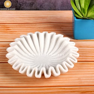 Elegant Handcrafted Marble Ruffle Bowl for Home Decor