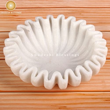 Elegant Handcrafted Marble Ruffle Bowl for Home Decor