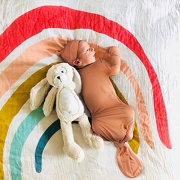 Soft Knotted Baby Gown with Hat and Mittens for Infants