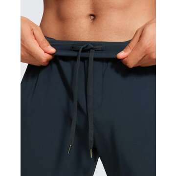 CRZ YOGA Mens 4-Way Stretch Comfy Athletic Pants 30'' - Track Hiking Golf Gym Workout Joggers Work Pants Sweatpants True Navy Large
