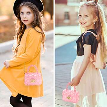 AUGUST 18 Little Girls Mini Jelly Purse Candy Color Transparent Small Crossbody Bag Cute Princess Handbags with Bead Handle For Toddler Kids (Pink)