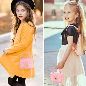 AUGUST 18 Little Girls Mini Jelly Purse Candy Color Transparent Small Crossbody Bag Cute Princess Handbags with Bead Handle For Toddler Kids (Pink)
