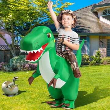 GOOSH Inflatable Dinosaur Costume Kids 48IN Halloween Blow up Costumes for Boys Girls Riding T Rex A...