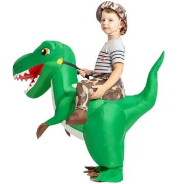 GOOSH Inflatable Dinosaur Costume Kids 48IN Halloween Blow up Costumes for Boys Girls Riding T Rex Air Costume for Party