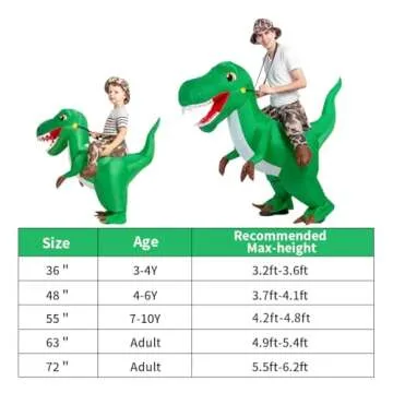 GOOSH Inflatable Dinosaur Costume Kids 48IN Halloween Blow up Costumes for Boys Girls Riding T Rex Air Costume for Party