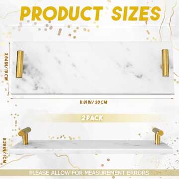 Tioncy 2 Pcs Marble Towel Holder Elegant Vanity Tray
