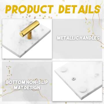 Tioncy 2 Pcs Marble Towel Holder Elegant Vanity Tray
