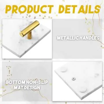 Tioncy 2 Pcs Marble Towel Holder Elegant Vanity Tray