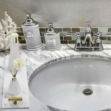 Tioncy 2 Pcs Marble Towel Holder Elegant Vanity Tray