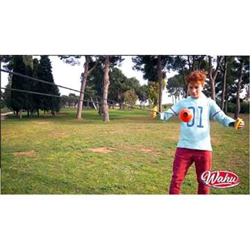 Wahu Zip it to Rip it Zoom Ball Game with 7" Ball and 2 Handles, Outdoor Zip Ball Game for 2 Players Ages 8+, Multicolor