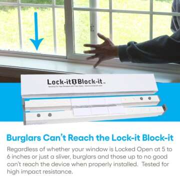 The Lock-it Block-it Regular – (4 Devices) Home Security Adjustable Window Security Bars/Window Lo...